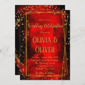 Rood en zwart goud - Glitter Weddenschap Invi Kaart (Voorkant / Achterkant)