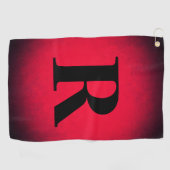 Rood en zwart groot vet monogram modern chic golfhanddoek (Horizontaal)
