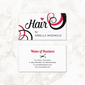 Rood en Zwart Haar Trendy Typografie Modern Curls Visitekaartje