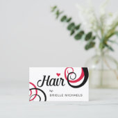 Rood en Zwart Haar Trendy Typografie Modern Curls Visitekaartje (Staand voorkant)
