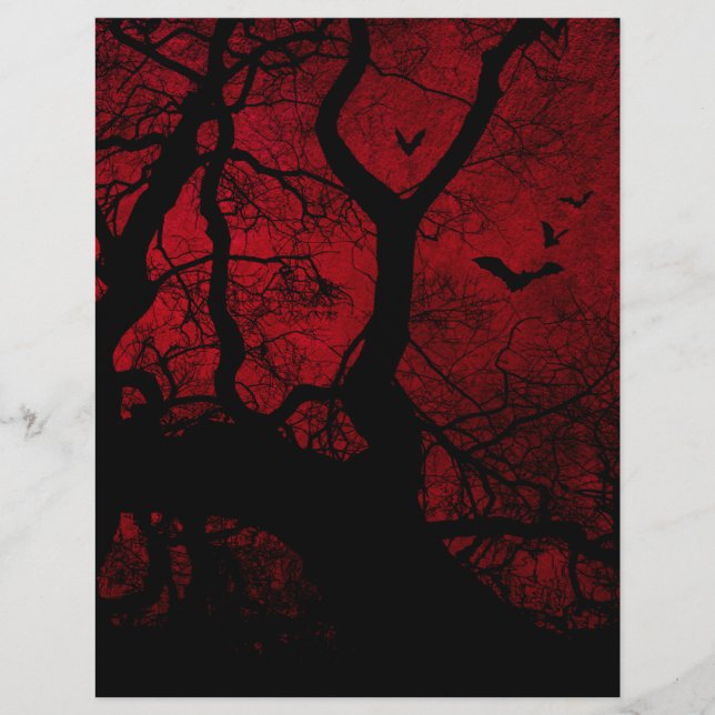 Rood- en zwart Halloween Silhouettes-scrapbook (Voorkant)