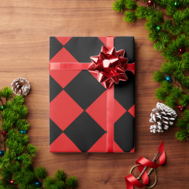 Rood en zwart Harlequin Diamond gevriesdroogd patr Cadeaupapier