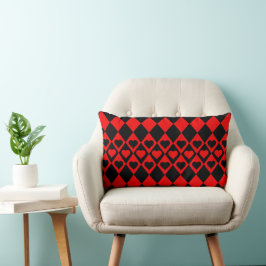 Rood en zwart Harlequin met hart Sierkussen Kussen