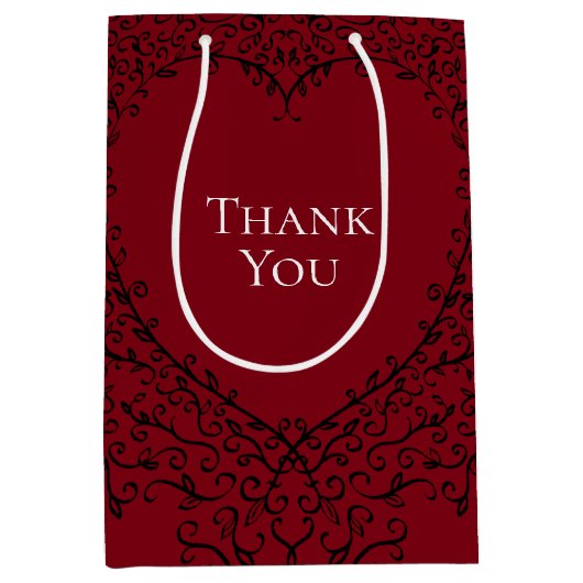 Rood en zwart hart bruiloft medium cadeauzakje (Voorkant)