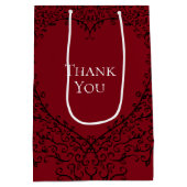 Rood en zwart hart bruiloft medium cadeauzakje (Achterkant)