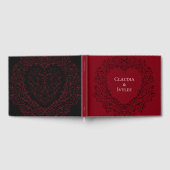 Rood en Zwart Hart Gothic Bruiloft Gastenboek (Volledig)
