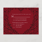 Rood en Zwart Hart Gotische Bruiloft Antwoord Kaar Briefkaart (Voorkant)