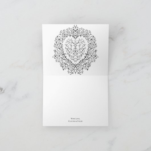 Rood en Zwart Hart Gotische Bruiloft Dank u kaarte Bedankkaart (Binnen)