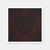 Rood en Zwart Hart Gotische Bruiloft Servetten (Voorkant)