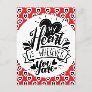Rood en Zwart Hart Valentijnsdag citaat Briefkaart