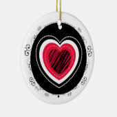 Rood en zwart hart - versiering keramisch ornament (Rechts)