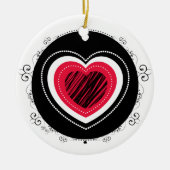 Rood en zwart hart - versiering keramisch ornament (Voorkant)