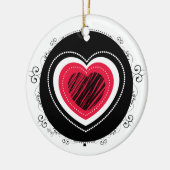 Rood en zwart hart - versiering keramisch ornament (Links)