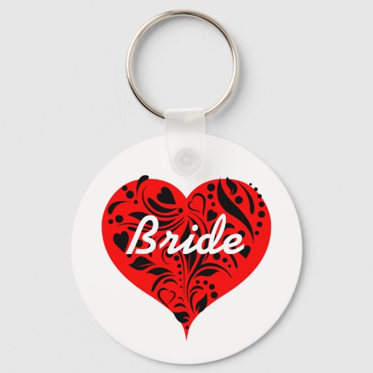 Rood en zwart hartje sleutelhanger (Voorkant)