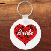 Rood en zwart hartje sleutelhanger (Voorkant)