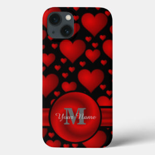 Rood en zwart hartpatroon gepersonaliseerd Case-Mate iPhone case