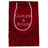 Rood en zwart Heart Gothic Wedding Gift Bag Medium Cadeauzakje (Voorkant)