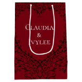 Rood en zwart Heart Gothic Wedding Gift Bag Medium Cadeauzakje (Achterkant)