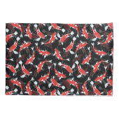 Rood en Zwart Herhalend Motief | Koi vispatroon Kussensloop (Achterkant)