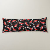 Rood en Zwart Herhalend Motief | Koi vispatroon Lichaamskussen (Achterkant)