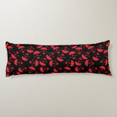 Rood en Zwart Herhalend Motief | Schedelpatroon Lichaamskussen (Achterkant)