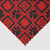 Rood en Zwart Herhalende Pawprint Tissuepapier (Detail)