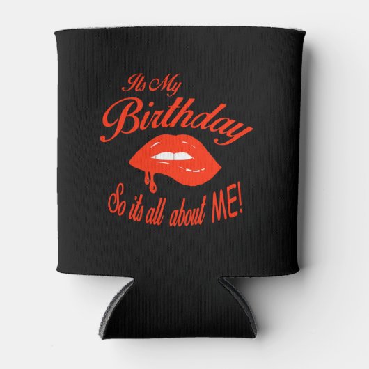 Rood en zwart Het is mijn verjaardag Blikjeskoeler (Voorkant)
