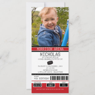 Rood en zwart hockey verjaardag kaart