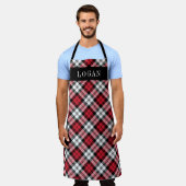 Rood en zwart Horloge Gepersonaliseerde Vakantie Schort (Gedragen)