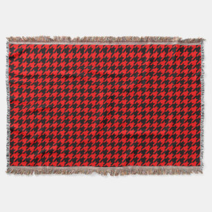 Rood en zwart Houndstooth Check Deken