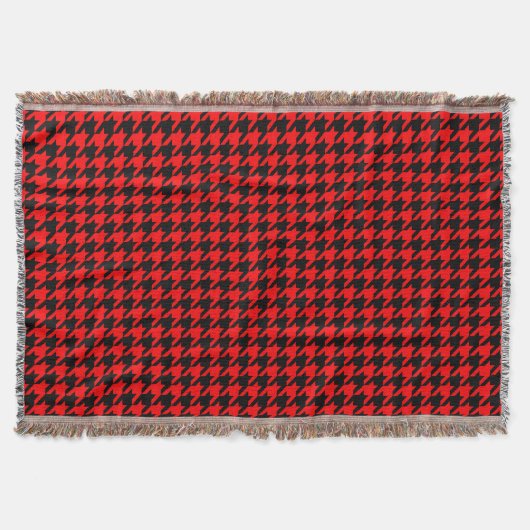 Rood en zwart Houndstooth Check Deken (Voorkant)