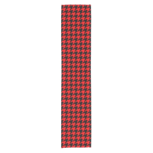Rood en zwart Houndstooth Check Korte Tafelloper (Voorkant)