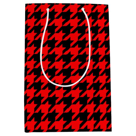 Rood en zwart Houndstooth Check Medium Cadeauzakje (Voorkant)