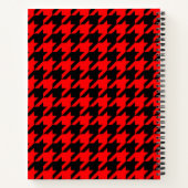 Rood en zwart Houndstooth Check Notitieboek (Achterkant)