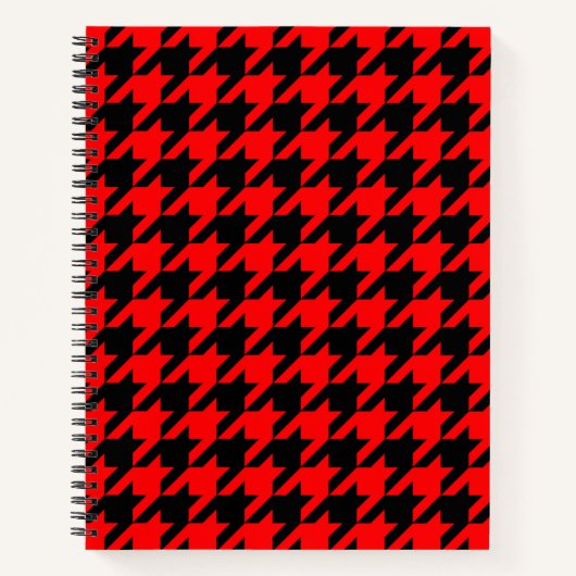 Rood en zwart Houndstooth Check Notitieboek (Voorkant)