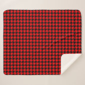 Rood en zwart Houndstooth Check Sherpa Deken (Voorkant (horizontaal))