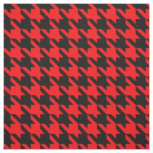 Rood en zwart Houndstooth Check Stof (Swatch)