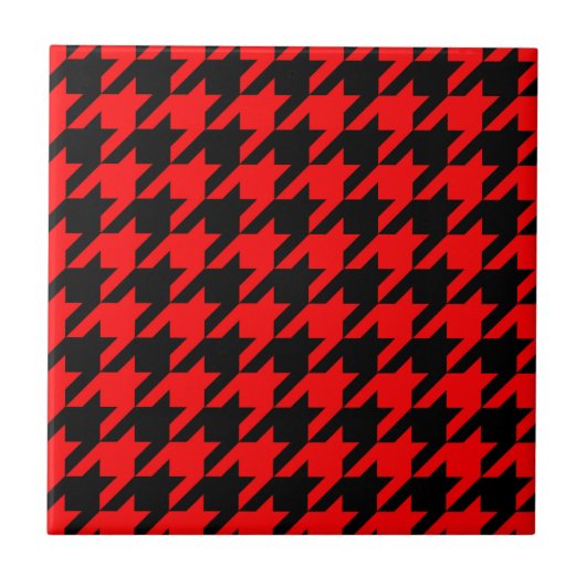 Rood en zwart Houndstooth Check Tegeltje (Voorkant)