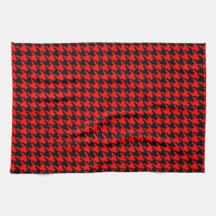 Rood en zwart Houndstooth Check Theedoek