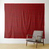 Rood en zwart Houndstooth Check Wandkleed (In Situ (horizontaal))