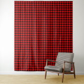 Rood en zwart Houndstooth Check Wandkleed (In situ)