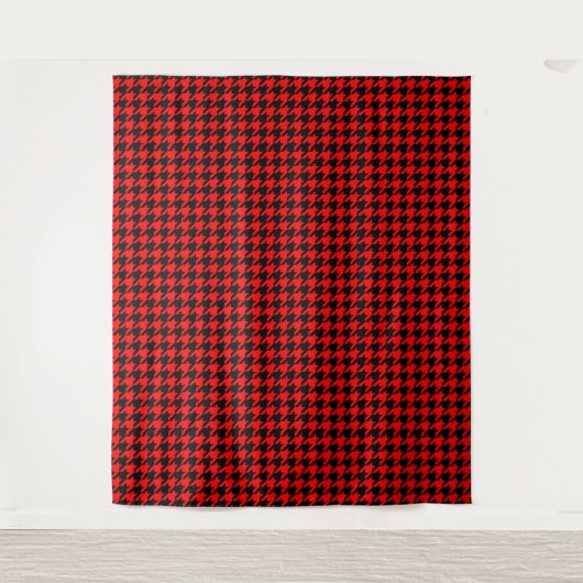 Rood en zwart Houndstooth Check Wandkleed (Voorkant)
