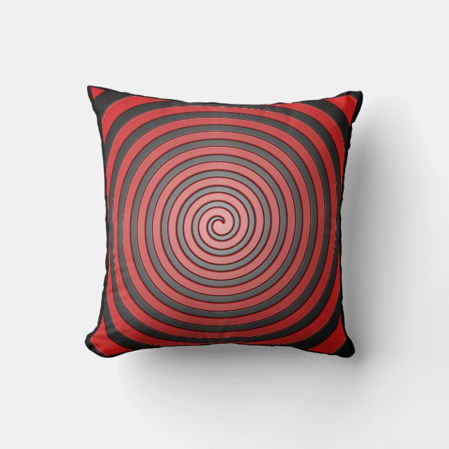 Rood en zwart Hypnotic Spiral Pillow Kussen (Voorkant)