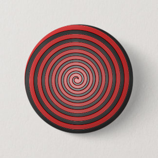 Rood en zwart Hypnotisch Spiral Pin Ronde Button 5,7 Cm