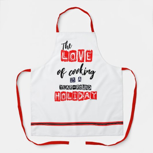 Rood en zwart jaar rondom het koken Liefde Holiday Schort (Voorkant)