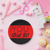 Rood en zwart je deed het Afstuderen Papieren Bordje (Feest)