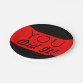 Rood en zwart je deed het Afstuderen Papieren Bordje (Gekanteld)