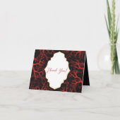 Rood en zwart kalligrafie gotische bruiloft bedankkaart (Voorkant)