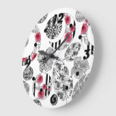 Rood en zwart, kantelen, patchwork, bijtend, moder grote klok (Hoek)