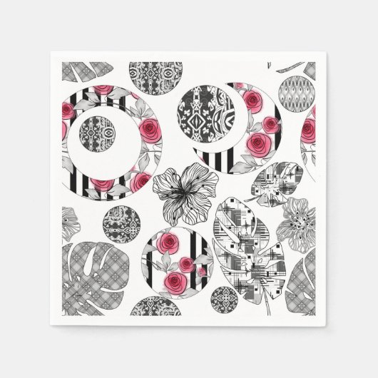 Rood en zwart, kantelen, patchwork, bijtend, moder servet (Voorkant)